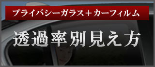 プライバシーガラスからカーフィルムを施工すると、どれぐらいの透過率になるの？